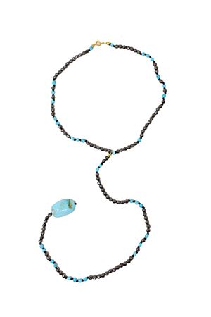Long necklace in hematite and natural turquoise Don Alfonso Gioielli | AM498TURCH